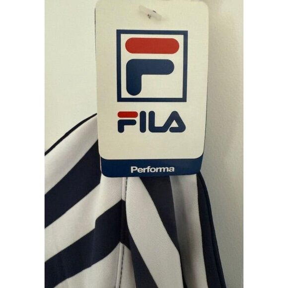 NWT FILA Heritage XL Navy White Mitered Stripe Tennis Dress Iconic Ginny Hilfige - Picture 4 of 11